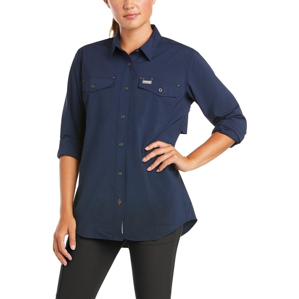 NWT: Ariat Rebar Made Tough VentTEK DuraStretch‎ 3X Navy Shirt (O661)